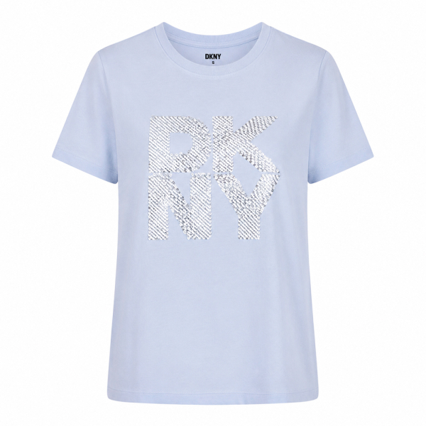 Dkny T-shirts hauts et polos Blanc - T-SHIRT LOGO PAILLETTES EMPILES - S - Ref 44 €